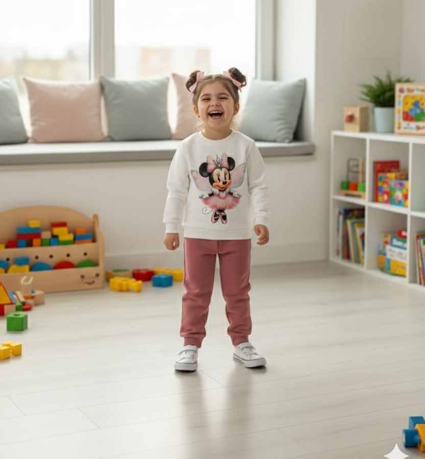 Perili Mini Detaylı Çocuk Eşofman Takımı 