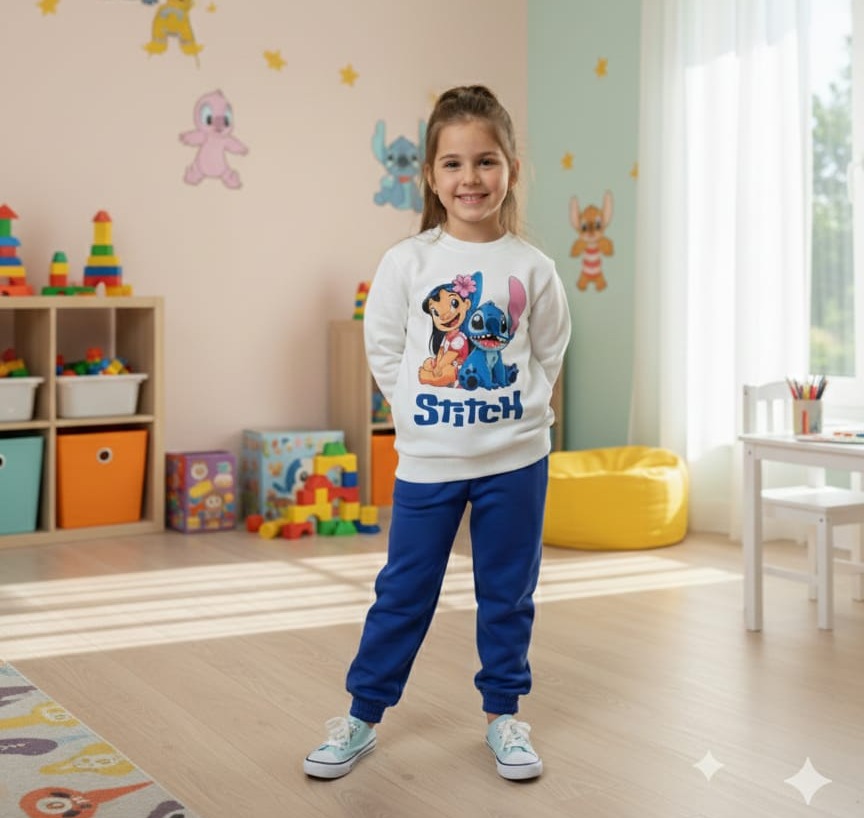 Stitch Detaylı Çocuk Eşofman Takımı 