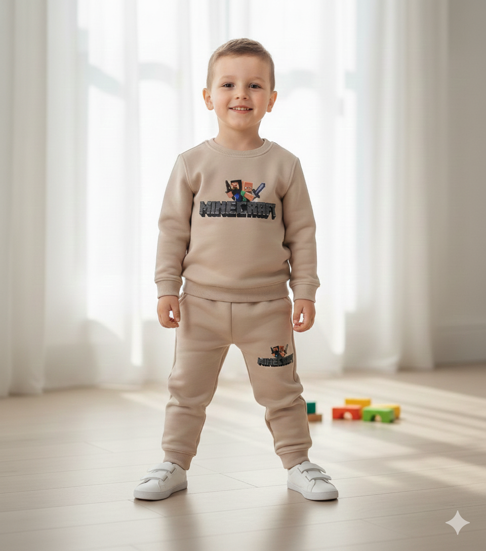 Minecraft Detaylı Çocuk Eşofman Takımı 