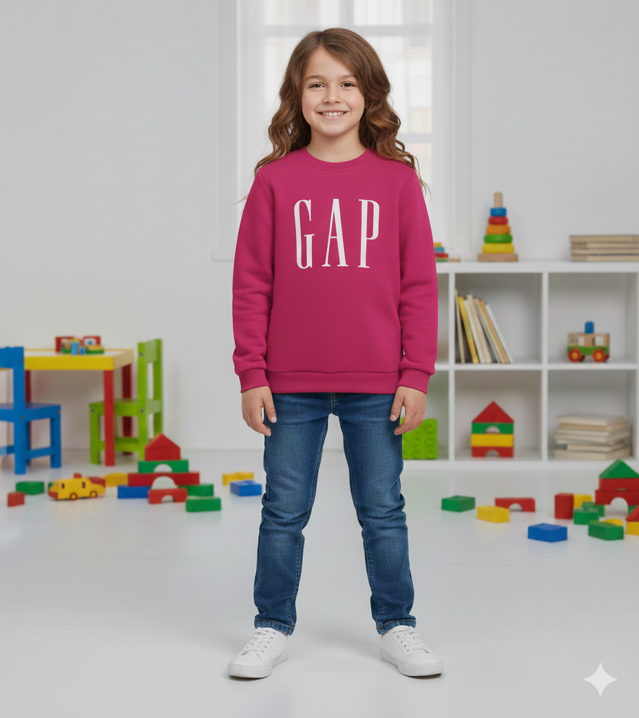 Gap Detaylı Füşya Cocuk Sweat 
