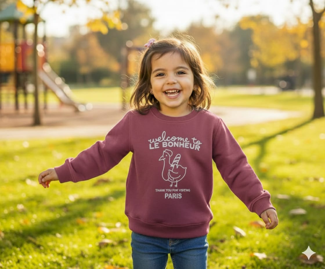 Welcome To Le Bonheur Detaylı Çocuk sweatshirt