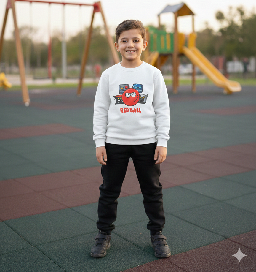 Red Ball ekru Detaylı Çocuk Eşofman Takımı 