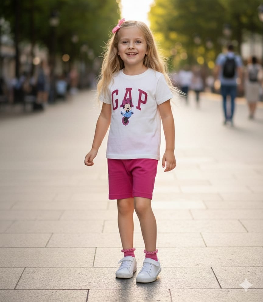 GAP Detaylı mini Baskılı ÇocukŞortlu Takım 