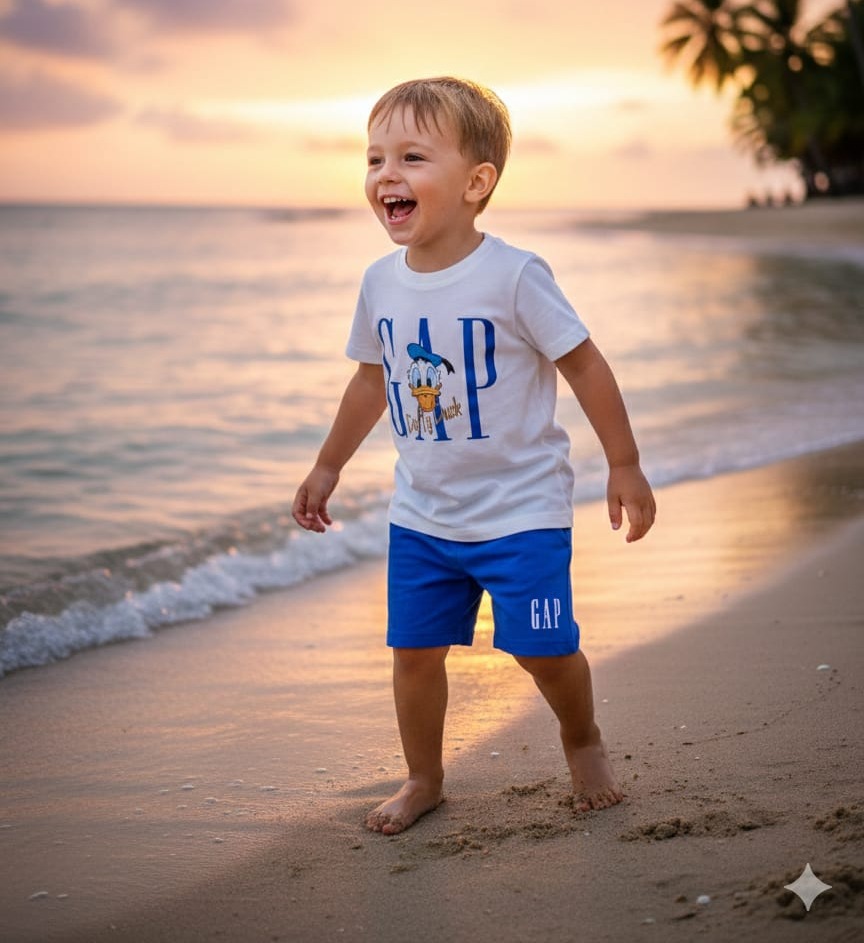 GAP Detaylı Daffy Duck Baskılı Çocuk Şortlu Takım 