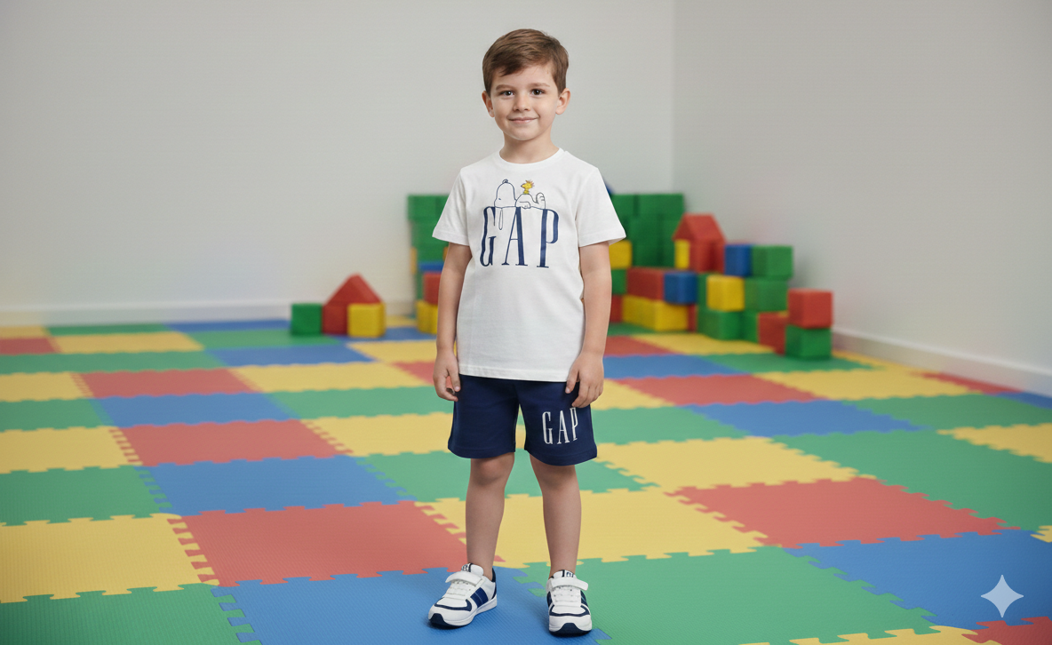 Snoopy Detaylı GAP Baskılı Çocuk Şortlu takım 