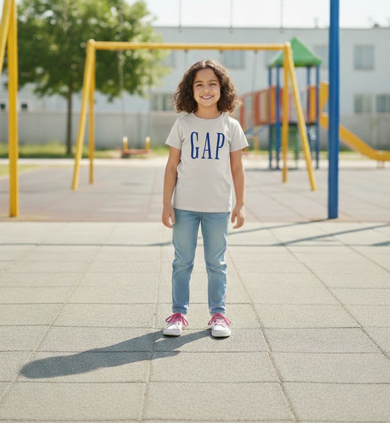 Ekru GAP Detaylı çocuk T-Shirt 