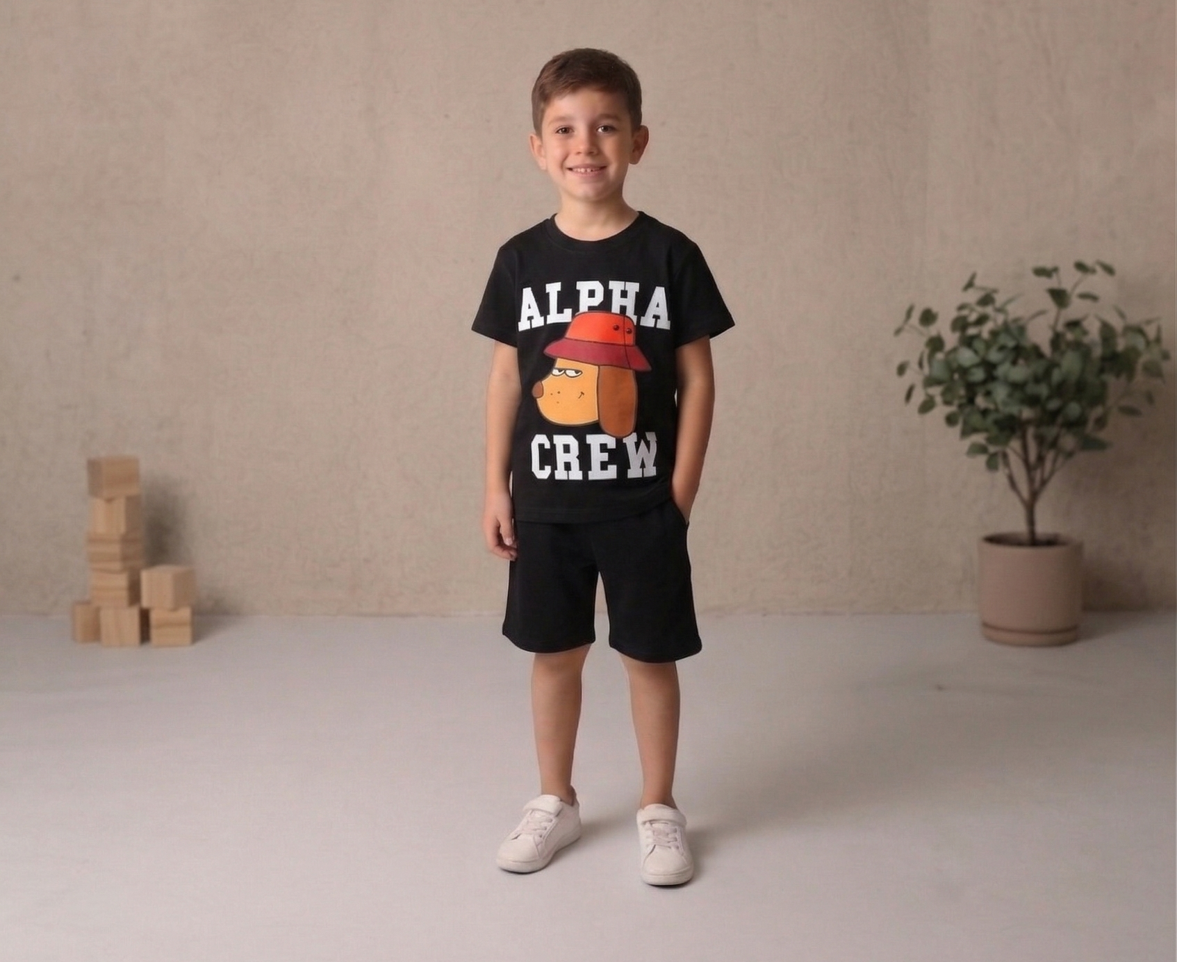 Alpha Crew Baskılı Şortlu Takım