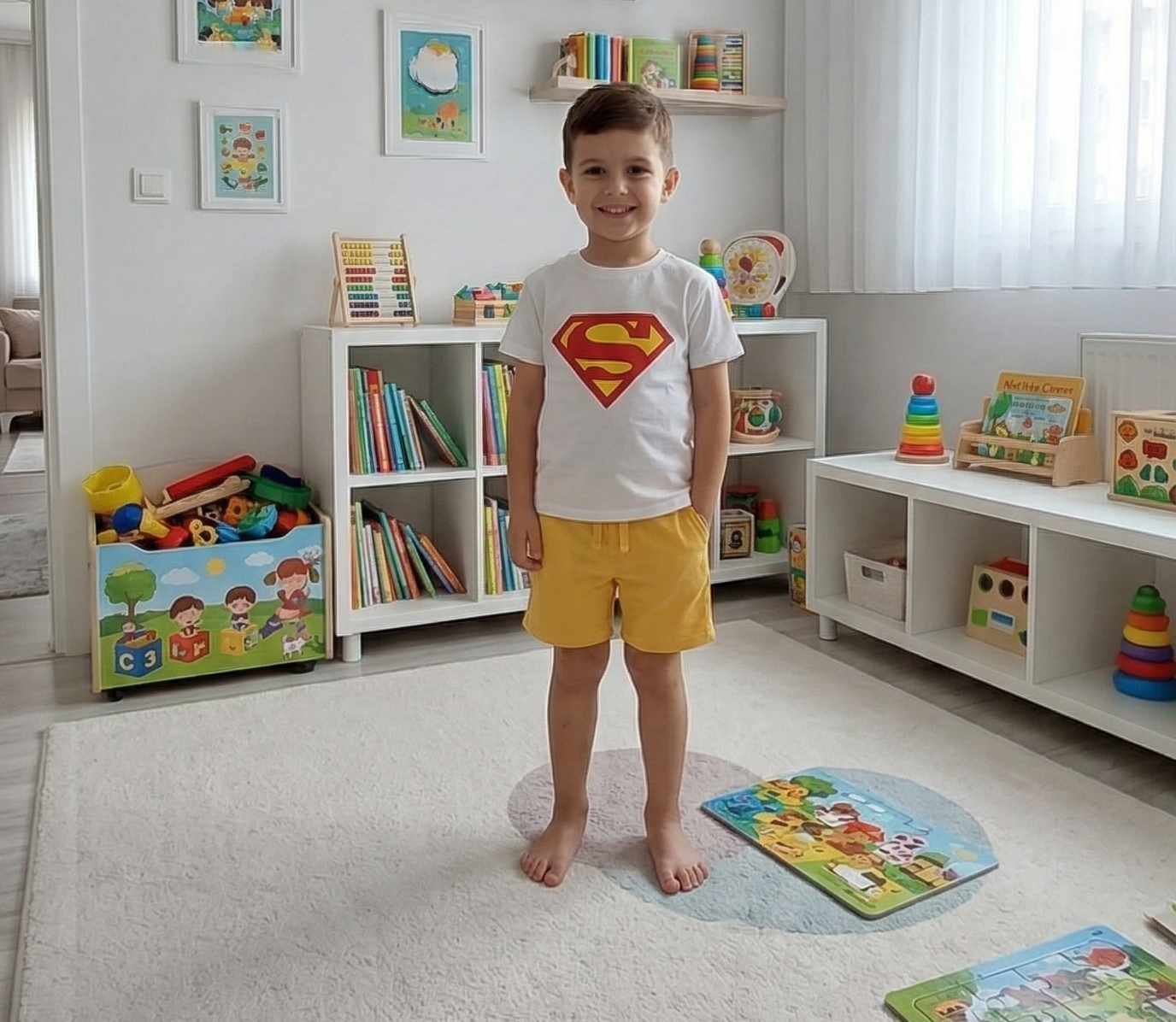 Superman Detaylı Çocuk Şortlu takımı 