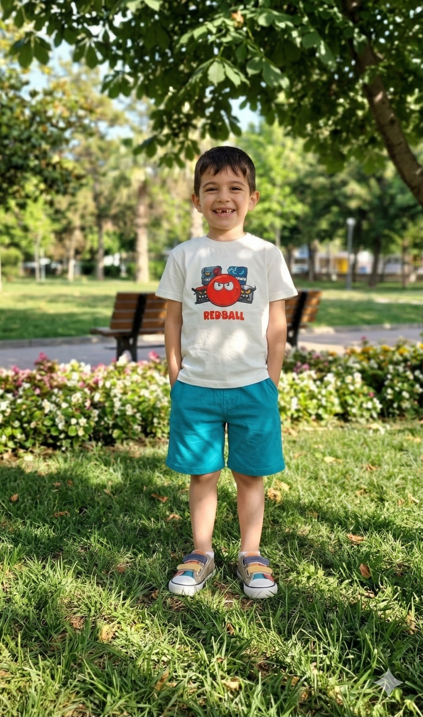 Red Ball Detaylı Çocuk Şortlu Takımı 