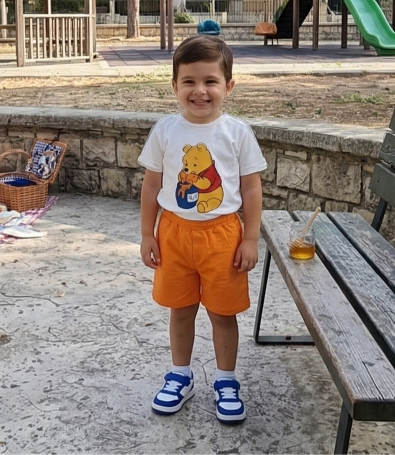 Winnie The Pooh Detaylı Çocuk Şortlu takım 