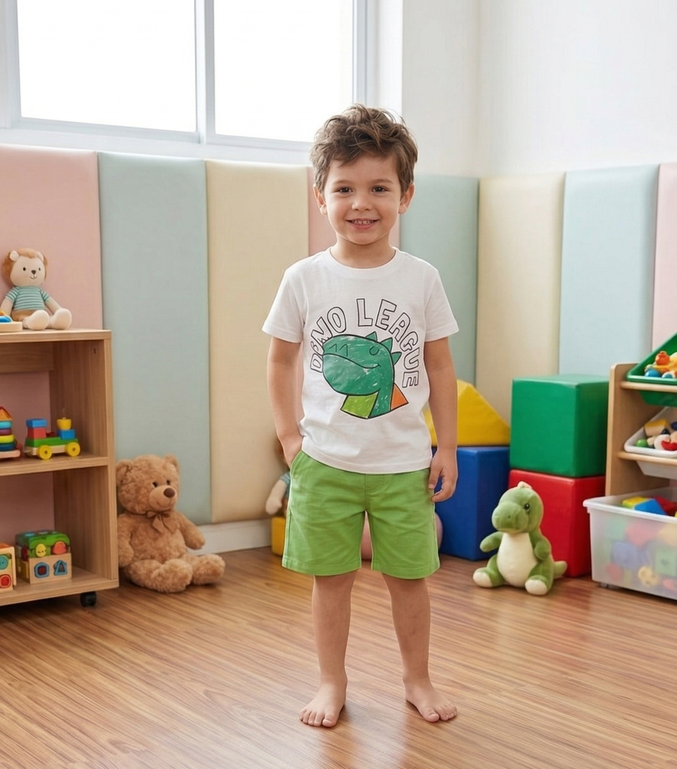 Dino league Detaylı Çocuk Şortlu Takım